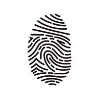 Digital fingerprint, traces of friction ridges of human fingers, fingerprint lock secure, method of forensic science, person's identification, monochrome fingerprint flat illustration. vector