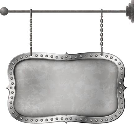 Light metal signboard on chains