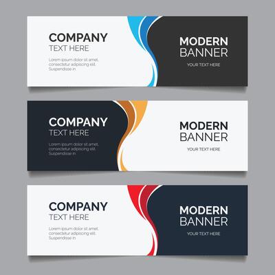 Colorful banner designs with abstract shapes