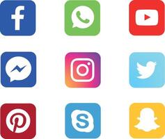 a collection of social media icons including Facebook vector