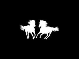 Pair Horse Silhouette, flat style, can use for Logo Gram, Art Illustration, Emblem, Pictogram, Apps, Website or Graphic Design Element vector