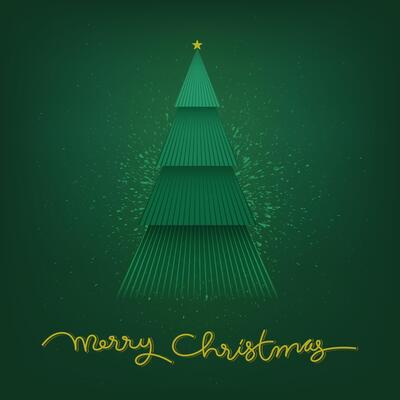 Modern Festive Green Christmas Tree Greeting