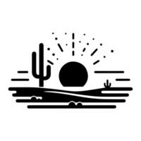Minimalist Desert Silhouette with Angular Cactus for Logo and T Shirt Design vector