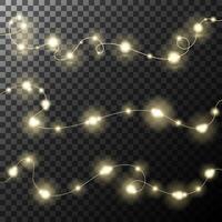 Garlands with warm lights glow set of elements on a transparent background for Xmas Holiday. Festive glowing lanterns lights. Christmas garland realistic design.Led neon lamp. illustration vector
