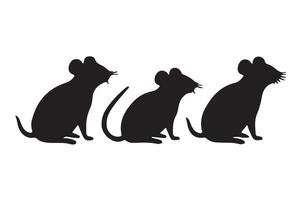 Set of Mouse silhouette illustration. vector