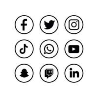 a collection of social media icons including Facebook vector
