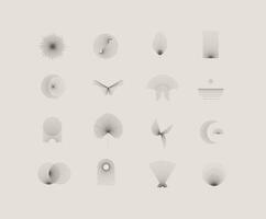 Geometric shapes and symbols with thin lines in abstract style drawing on beige background vector