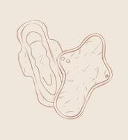 Women regular and reusable sanitary pads composition drawing on beige background vector