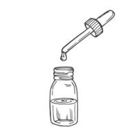 Medical drop bottle with sketch style. Hand drawing cosmetic dropper bottle illustration vector