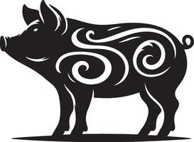 Pig silhouette style image on transparent background vector