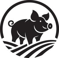 Pig silhouette image round logo style vector