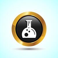 Lab Flask Icon Design Illustration, Chemical flask Icon For Apps and Websites, Gold Color Round Button Design vector