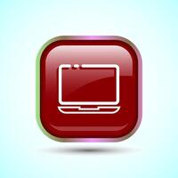 Laptop Icon Design Illustration, Computer Icon For Apps and Websites, Red Color Square Button Design vector