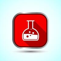 Lab Flask Icon Design Illustration, Chemical flask Icon For Apps and Websites, Red Shadow Button Design vector