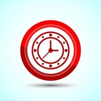 Clock Icon Design Illustration, Watch Icon For Apps and Websites, Red Color Button Design vector