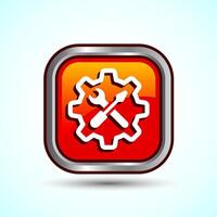 Service Icon Design Illustration, Maintenance Tools Icon For Apps and Websites, Orange Color Square Button Design vector