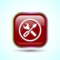 Service Icon Design Illustration, Maintenance Tools Icon For Apps and Websites, Red Color Square Button Design vector