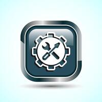 Service Icon Design Illustration, Maintenance Tools Icon For Apps and Websites, Gray Color Square Button Design vector