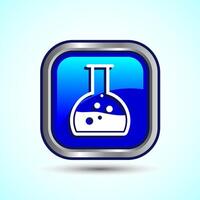 Lab Flask Icon Design Illustration, Blue Color Square Button Design, Chemical flask Icon For Apps and Websites vector