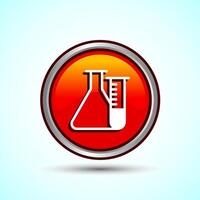 Lab Flask Icon Design Illustration, Chemical flask Icon For Apps and Websites, Orange Color Round Button Design vector