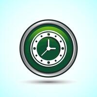 Clock Icon Design Illustration, Watch Icon For Apps and Websites, Green Color Round Button Design vector
