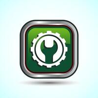 Service Icon Design Illustration, Maintenance Tools Icon For Apps and Websites, Green Color Square Button Design vector