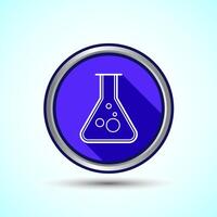 Lab Flask Icon Design Illustration, Chemical flask Icon For Apps and Websites, Blue Shadow Button Design vector