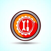 Service Icon Design Illustration, Maintenance Tools Icon For Apps and Websites, Orange Shadow Button Design vector