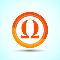 Omega Icon Design Illustration, Omega Letter Icon For Apps and Websites, Orange Color Button Design vector