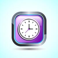 Clock Icon Design Illustration, Watch Icon For Apps and Websites, Pink Color Square Button Design vector