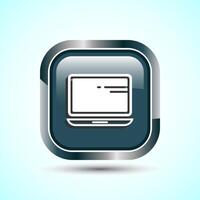 Laptop Icon Design Illustration, Computer Icon For Apps and Websites, Gray Color Square Button Design vector