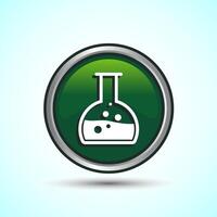 Lab Flask Icon Design Illustration, Chemical flask Icon For Apps and Websites, Green Color Round Button Design vector
