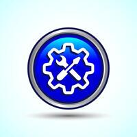 Service Icon Design Illustration, Maintenance Tools Icon For Apps and Websites, Blue Color Round Button Design vector