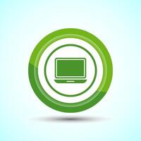 Laptop Icon Design Illustration, Computer Icon For Apps and Websites, Green Color Button Design vector