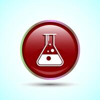 Lab Flask Icon Design Illustration, Chemical flask Icon For Apps and Websites, Red Color Round Button Design vector