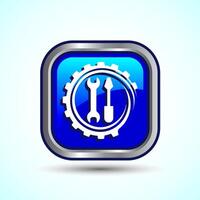 Service Icon Design Illustration, Maintenance Tools Icon For Apps and Websites, Blue Color Square Button Design vector