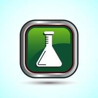 Lab Flask Icon Design Illustration, Chemical flask Icon For Apps and Websites, Green Color Square Button Design vector
