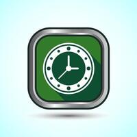 Clock Icon Design Illustration, Watch Icon For Apps and Websites, Green Shadow Button Design vector