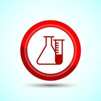 Lab Flask Icon Design Illustration, Chemical flask Icon For Apps and Websites, Red Color Button Design vector