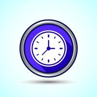 Clock Icon Design Illustration, Watch Icon For Apps and Websites, Blue Shadow Button Design vector