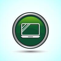 Laptop Icon Design Illustration, Computer Icon For Apps and Websites, Green Color Round Button Design vector