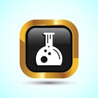 Lab Flask Icon Design Illustration, Chemical flask Icon For Apps and Websites, Gold Color Square Button Design vector