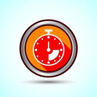 Clock Icon Design Illustration, Watch Icon For Apps and Websites, Orange Shadow Button Design vector