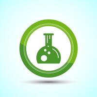 Lab Flask Icon Design Illustration, Chemical flask Icon For Apps and Websites, Green Color Button Design vector
