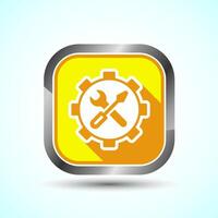 Service Icon Design Illustration, Maintenance Tools Icon For Apps and Websites, Yellow Shadow Button Design vector