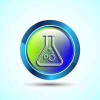 Lab Flask Icon Design Illustration, Chemical flask Icon For Apps and Websites, Glossy Round Button Design vector
