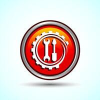 Service Icon Design Illustration, Maintenance Tools Icon For Apps and Websites, Orange Color Round Button Design vector