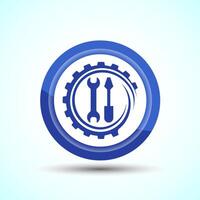 Service Icon Design Illustration, Maintenance Tools Icon For Apps and Websites, Blue Color Button Design vector