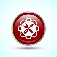 Service Icon Design Illustration, Maintenance Tools Icon For Apps and Websites, Red Color Round Button Design vector