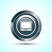 Laptop Icon Design Illustration, Computer Icon For Apps and Websites, Gray Color Round Button Design vector
